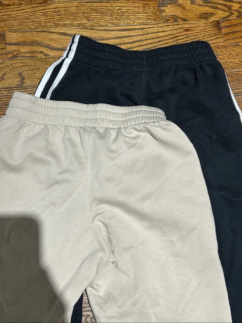 2 Pair 10/12 adidas Kids Beige and Black Jogger Sweatpants